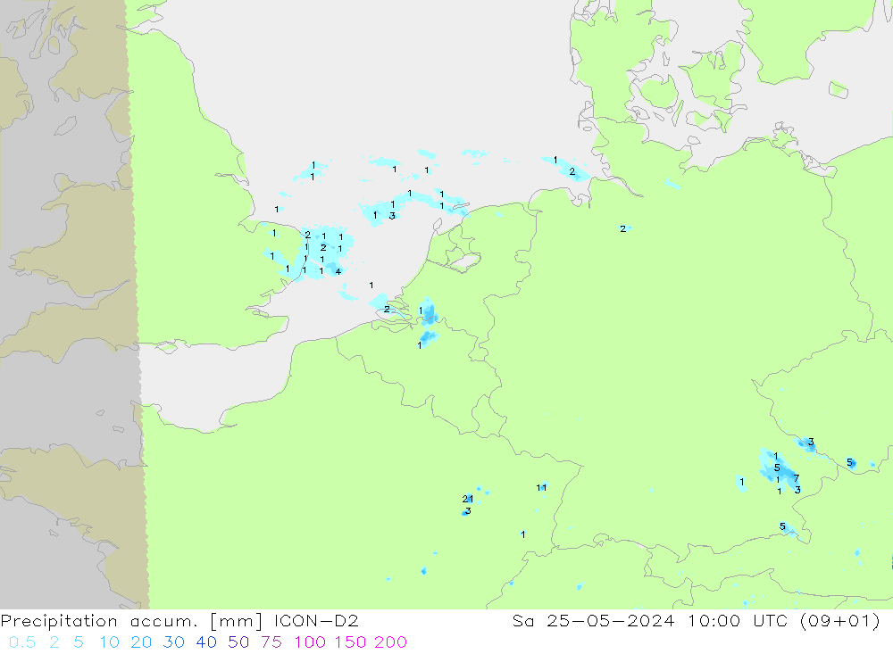 Toplam Yağış ICON-D2 Cts 25.05.2024 10 UTC