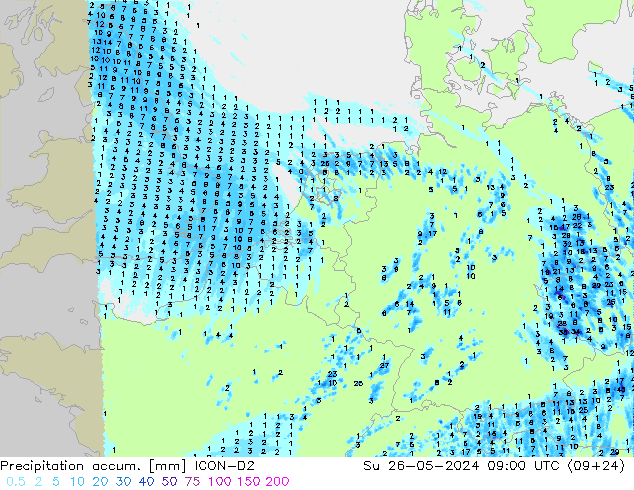 Précipitation accum. ICON-D2 dim 26.05.2024 09 UTC