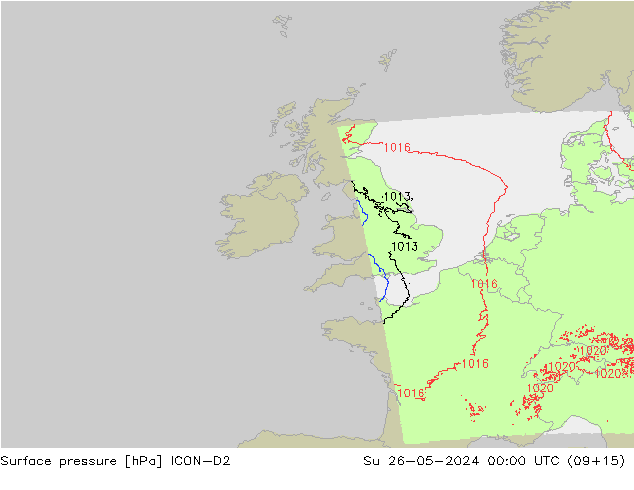 приземное давление ICON-D2 Вс 26.05.2024 00 UTC