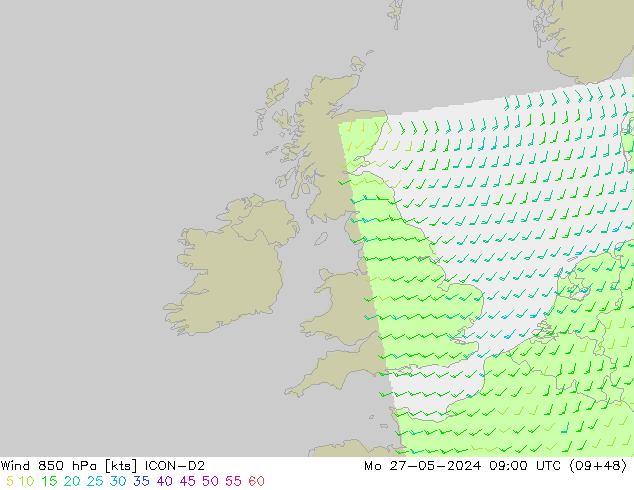 Vent 850 hPa ICON-D2 lun 27.05.2024 09 UTC