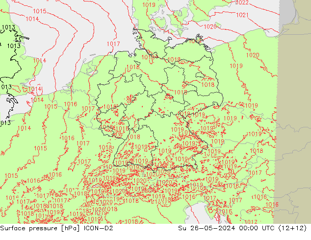 pression de l'air ICON-D2 dim 26.05.2024 00 UTC