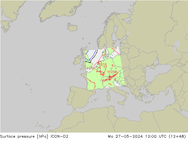 ciśnienie ICON-D2 pon. 27.05.2024 12 UTC
