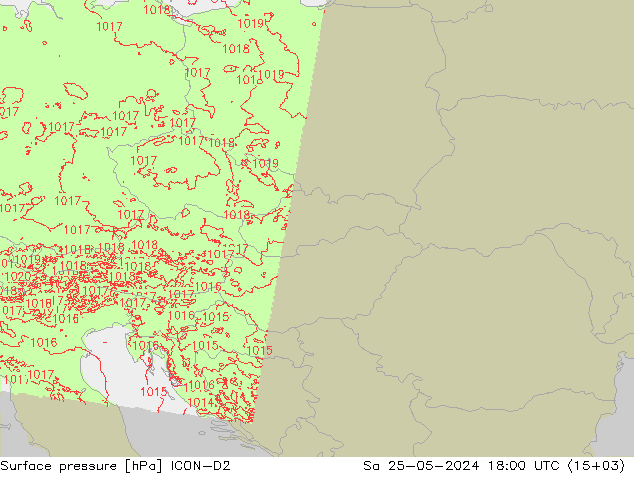 Luchtdruk (Grond) ICON-D2 za 25.05.2024 18 UTC