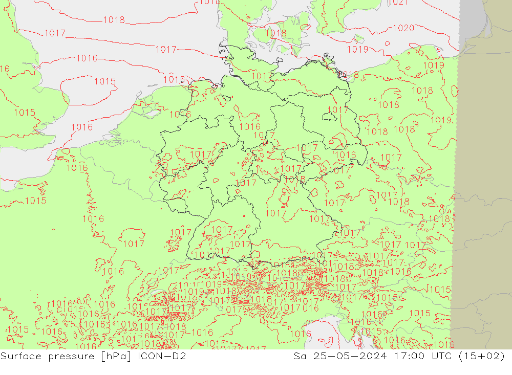 Luchtdruk (Grond) ICON-D2 za 25.05.2024 17 UTC