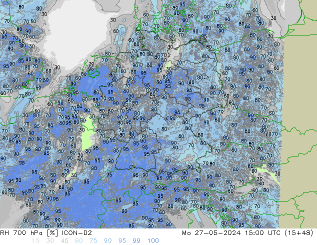 RH 700 hPa ICON-D2  27.05.2024 15 UTC