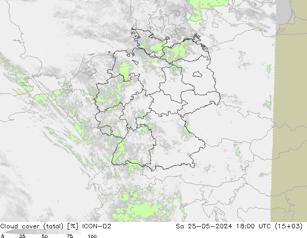 Wolken (gesamt) ICON-D2 Sa 25.05.2024 18 UTC