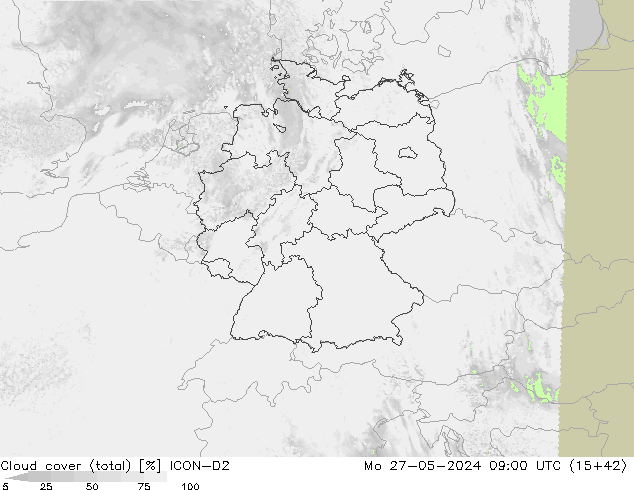 Bulutlar (toplam) ICON-D2 Pzt 27.05.2024 09 UTC