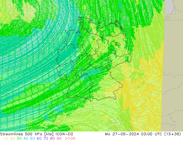 ветер 500 гПа ICON-D2 пн 27.05.2024 03 UTC