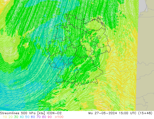 Rüzgar 500 hPa ICON-D2 Pzt 27.05.2024 15 UTC