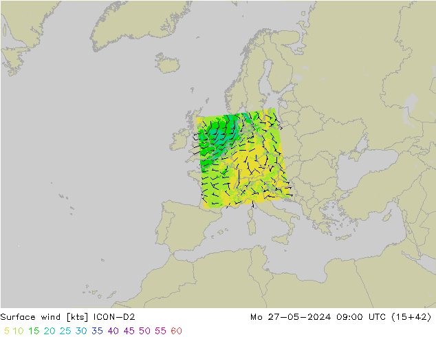Bodenwind ICON-D2 Mo 27.05.2024 09 UTC