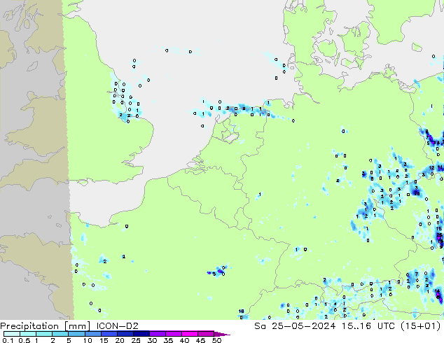 Precipitation ICON-D2 Sa 25.05.2024 16 UTC