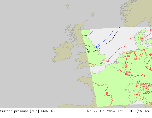 Luchtdruk (Grond) ICON-D2 ma 27.05.2024 15 UTC