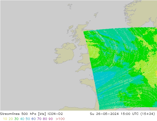 Rüzgar 500 hPa ICON-D2 Paz 26.05.2024 15 UTC