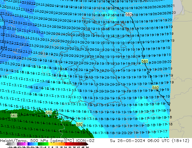 Height/Temp. 500 hPa ICON-D2 Ne 26.05.2024 06 UTC