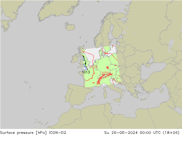ciśnienie ICON-D2 nie. 26.05.2024 00 UTC