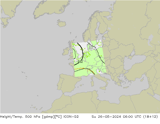 Height/Temp. 500 hPa ICON-D2 So 26.05.2024 06 UTC