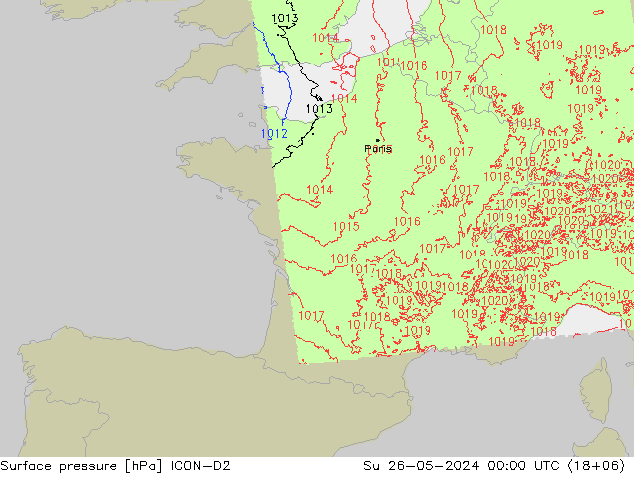 приземное давление ICON-D2 Вс 26.05.2024 00 UTC
