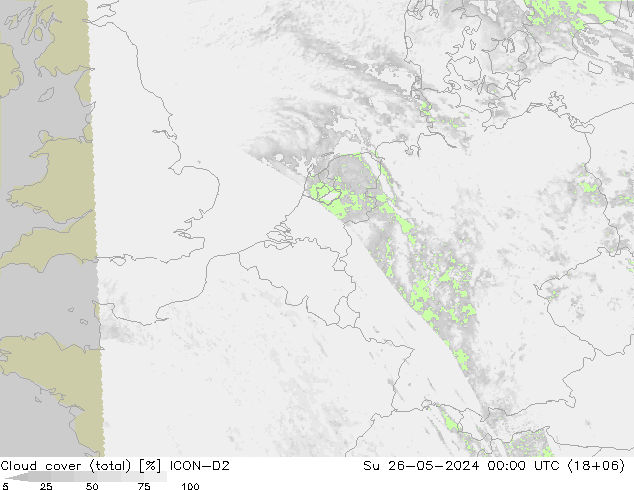 Wolken (gesamt) ICON-D2 So 26.05.2024 00 UTC