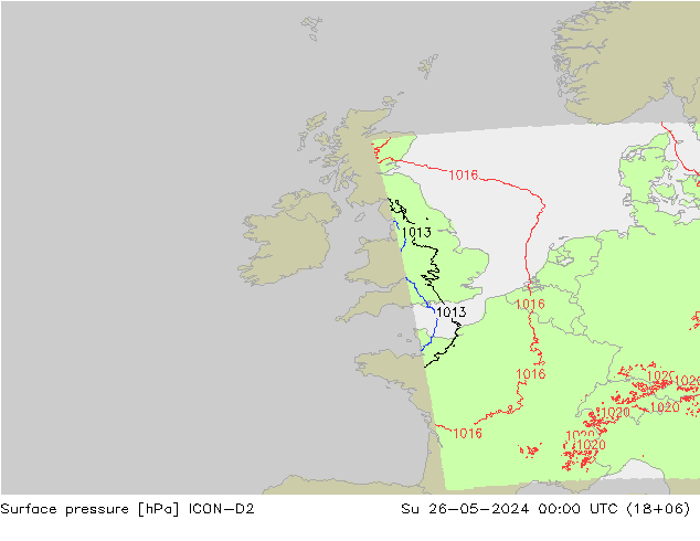 Yer basıncı ICON-D2 Paz 26.05.2024 00 UTC