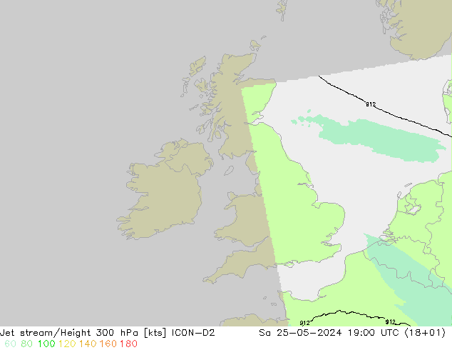 Jet stream/Height 300 hPa ICON-D2 Sa 25.05.2024 19 UTC