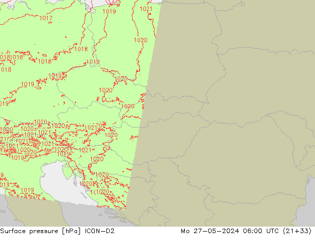 pression de l'air ICON-D2 lun 27.05.2024 06 UTC