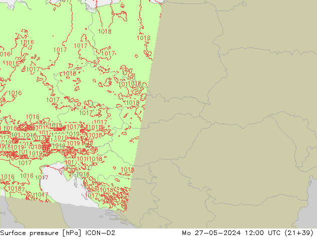 Luchtdruk (Grond) ICON-D2 ma 27.05.2024 12 UTC