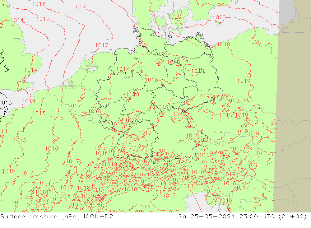 Bodendruck ICON-D2 Sa 25.05.2024 23 UTC