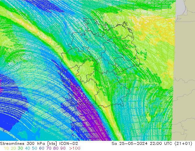  300 hPa ICON-D2  25.05.2024 22 UTC