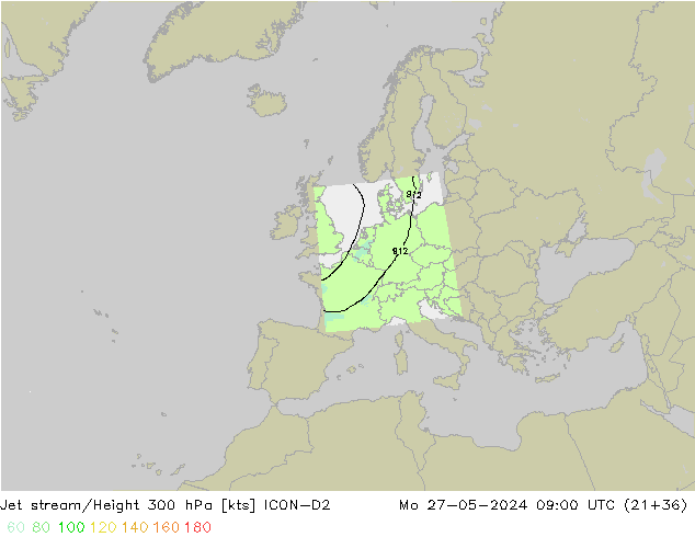 Prąd strumieniowy ICON-D2 pon. 27.05.2024 09 UTC