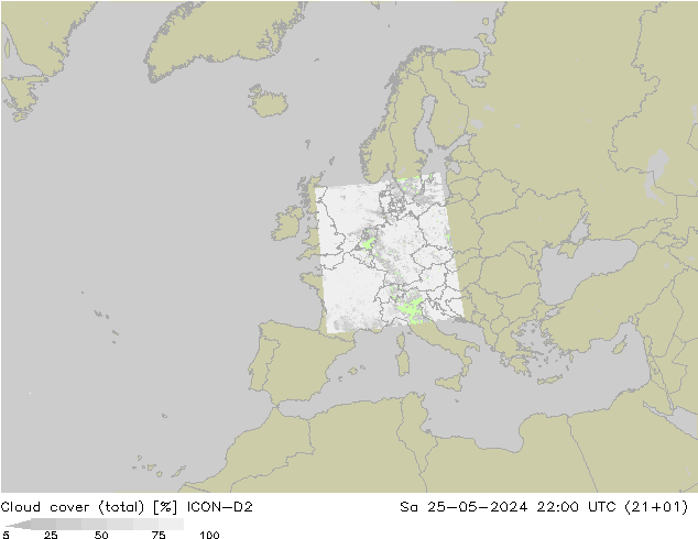 облака (сумма) ICON-D2 сб 25.05.2024 22 UTC