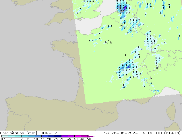 Yağış ICON-D2 Paz 26.05.2024 15 UTC