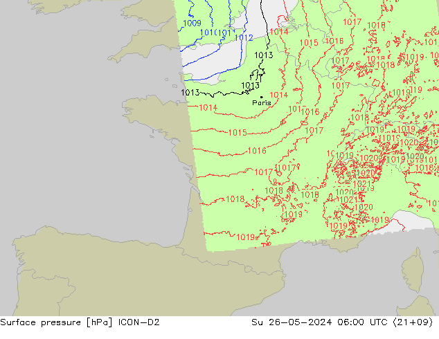 pression de l'air ICON-D2 dim 26.05.2024 06 UTC