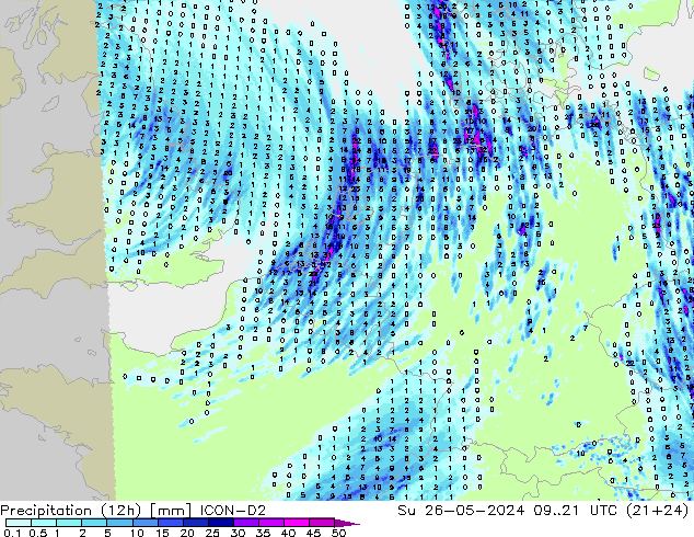 Precipitación (12h) ICON-D2 dom 26.05.2024 21 UTC