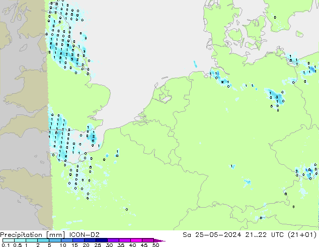 Precipitation ICON-D2 Sa 25.05.2024 22 UTC