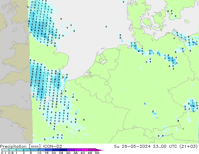 降水 ICON-D2 星期日 26.05.2024 00 UTC