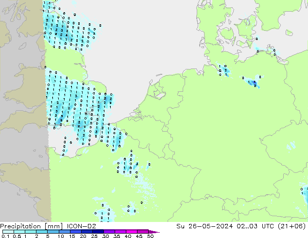 降水 ICON-D2 星期日 26.05.2024 03 UTC