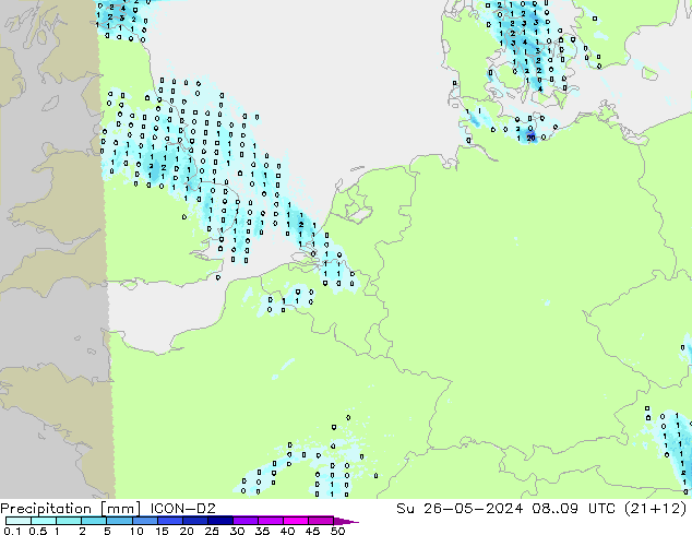 Precipitation ICON-D2 Su 26.05.2024 09 UTC