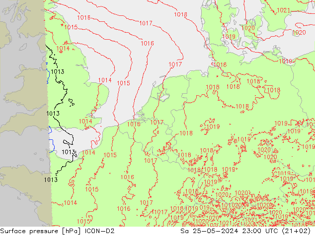 ciśnienie ICON-D2 so. 25.05.2024 23 UTC