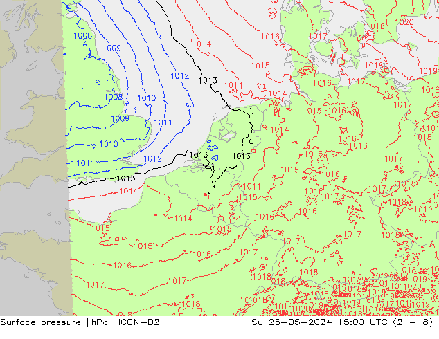 pression de l'air ICON-D2 dim 26.05.2024 15 UTC