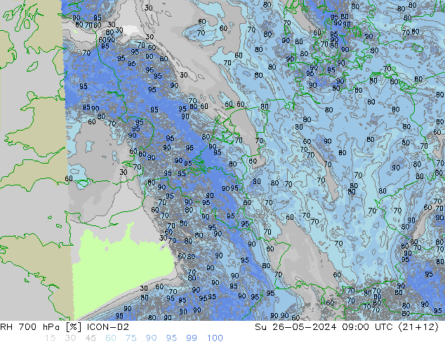 RH 700 hPa ICON-D2 So 26.05.2024 09 UTC