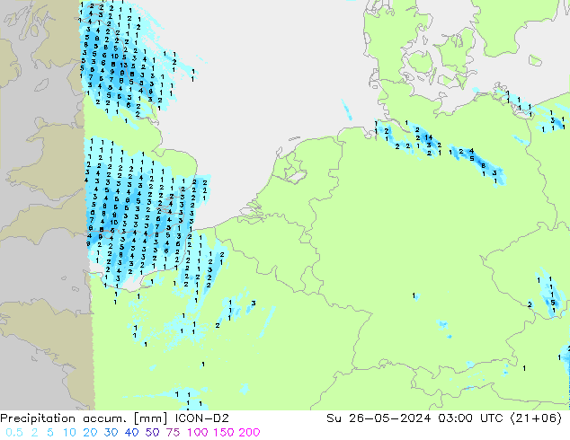 Precipitation accum. ICON-D2  26.05.2024 03 UTC