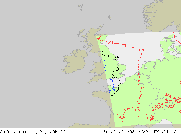 ciśnienie ICON-D2 nie. 26.05.2024 00 UTC