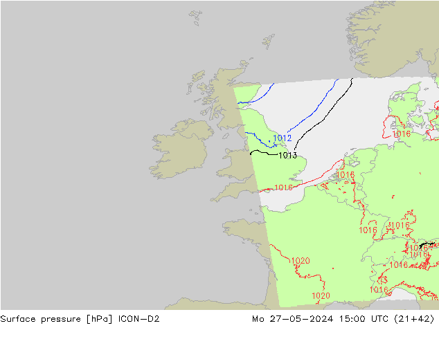 Yer basıncı ICON-D2 Pzt 27.05.2024 15 UTC