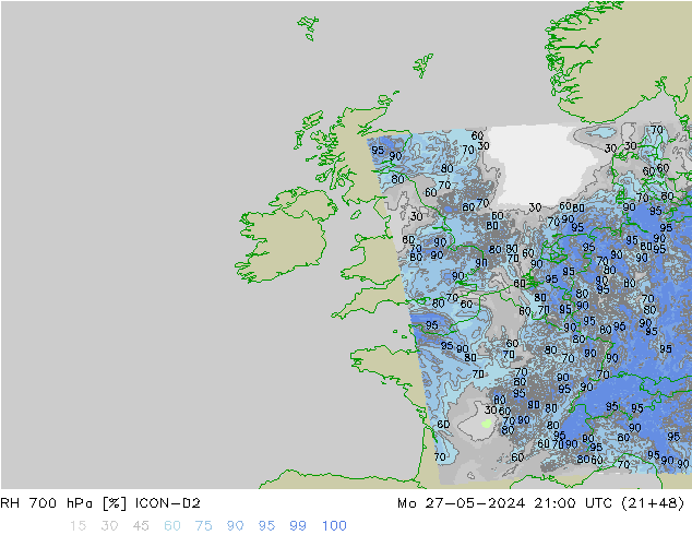 RH 700 hPa ICON-D2 Seg 27.05.2024 21 UTC