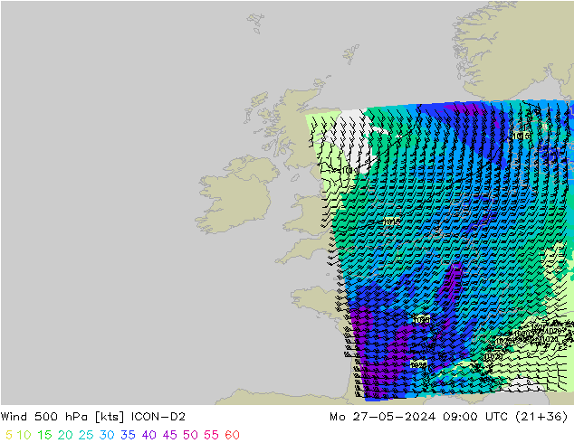 Wind 500 hPa ICON-D2 Mo 27.05.2024 09 UTC