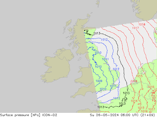 Yer basıncı ICON-D2 Paz 26.05.2024 06 UTC