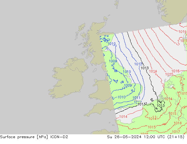 Surface pressure ICON-D2 Su 26.05.2024 12 UTC