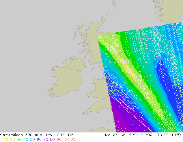 ветер 300 гПа ICON-D2 пн 27.05.2024 21 UTC
