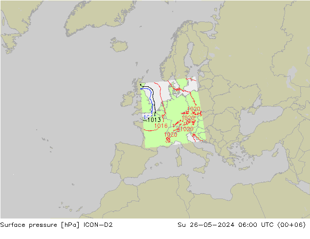 地面气压 ICON-D2 星期日 26.05.2024 06 UTC