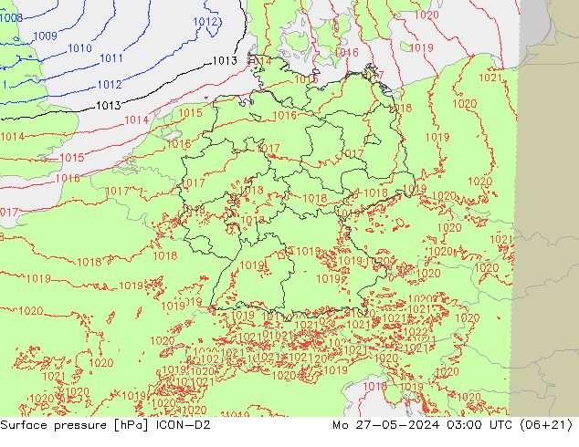 приземное давление ICON-D2 пн 27.05.2024 03 UTC